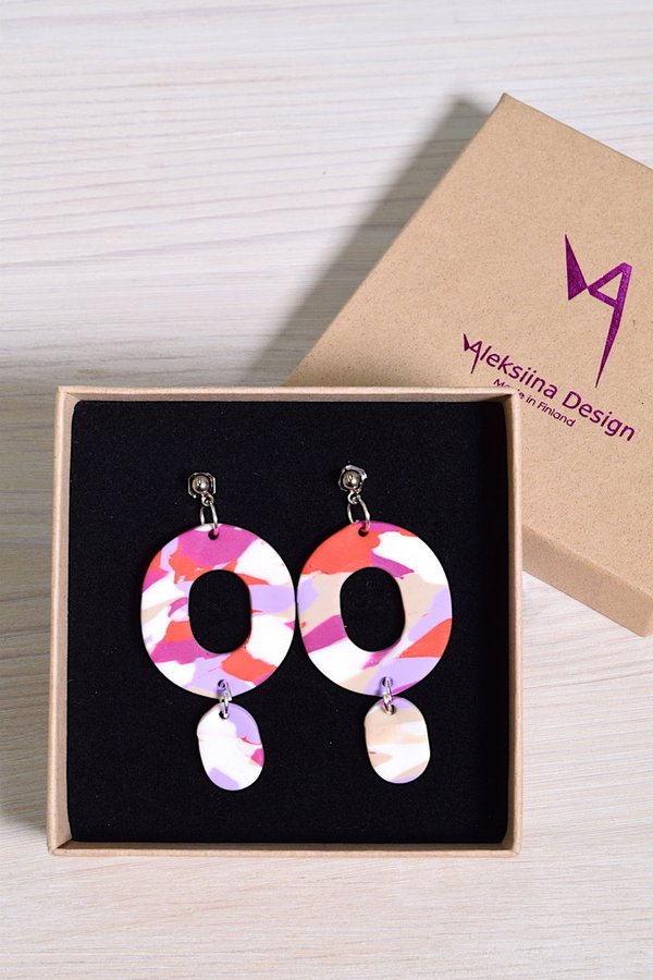 Aleksiina Design Small Ellipse earrings, red