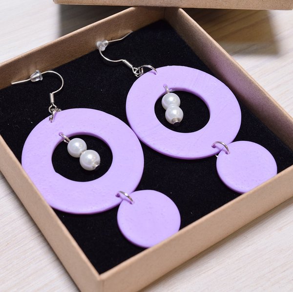 Aleksiina Design Ellipsi earrings with pearls, lilac